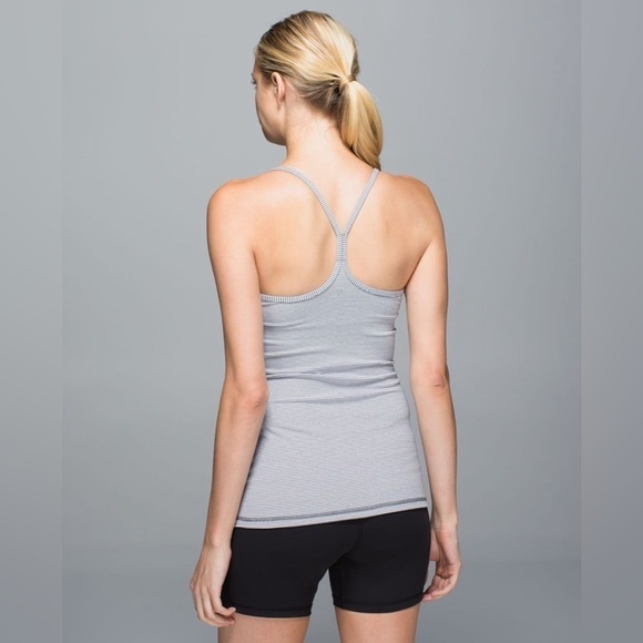 Lululemon Power Y Tank *Luon, Tonka Stripe Heathered Slate White, Size 8 - Picture 4 of 10